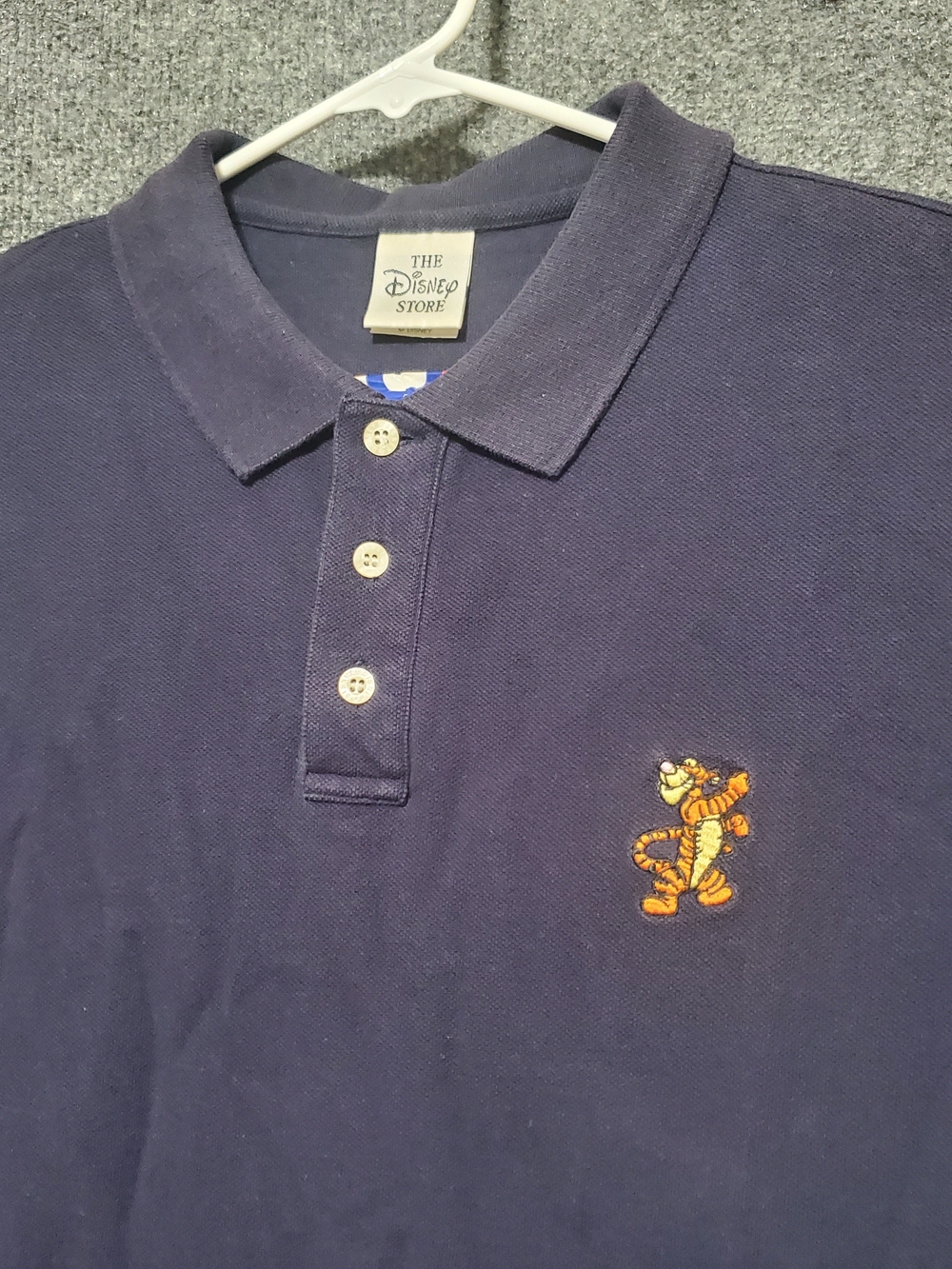 The Disney Store VTG Tigger Polo Shirt Navy Blue Mens XL Short Sleeve Casual 90s